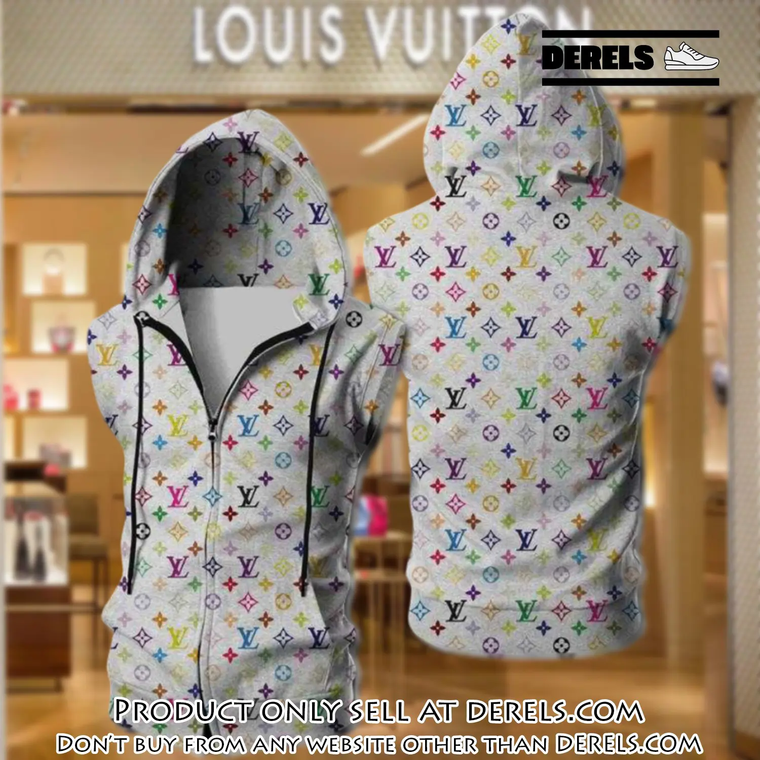 Louis vuitton white unisex sleeveless zip up hoodie luxury for men women szh018 dr2547961